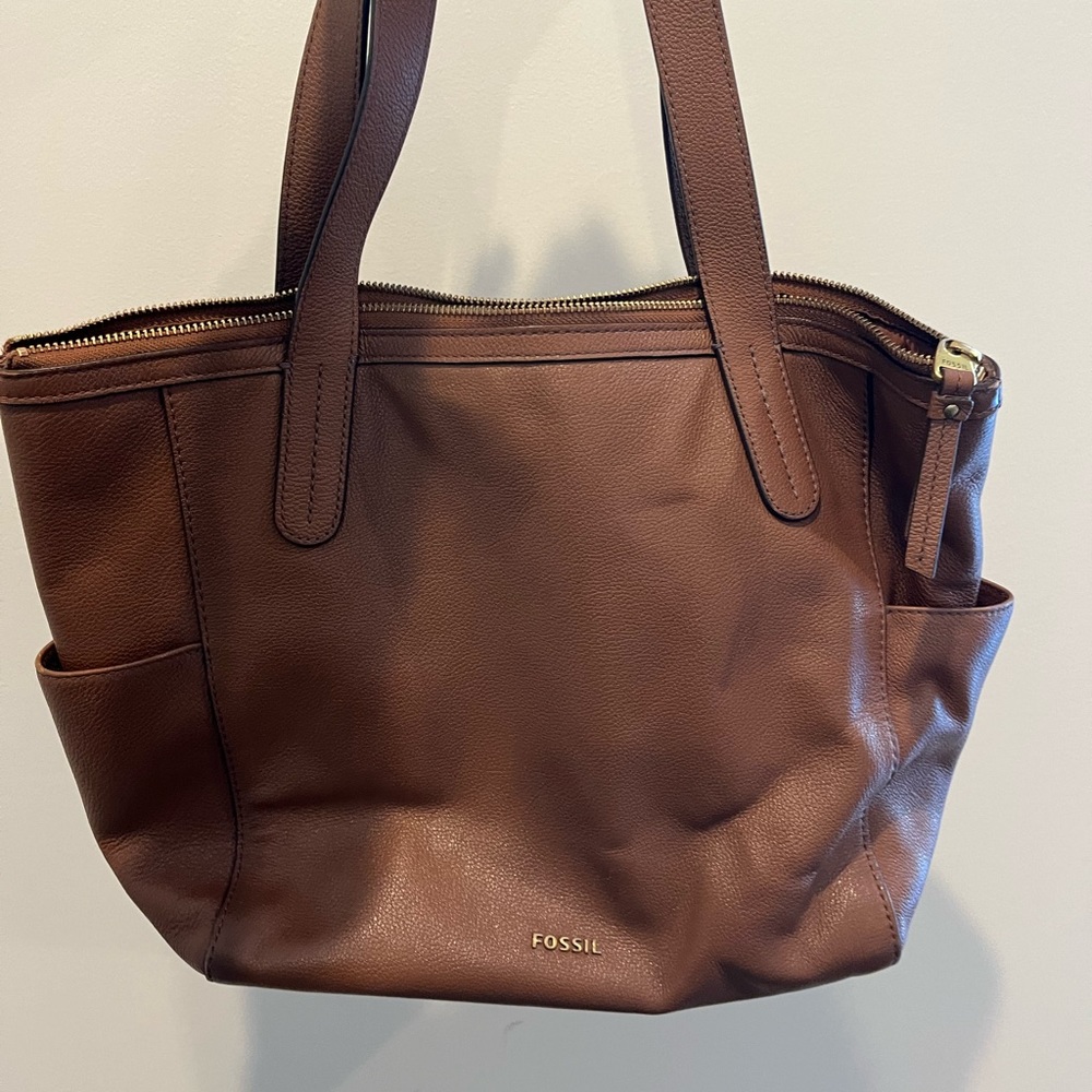 Fossil leather Tote Bag